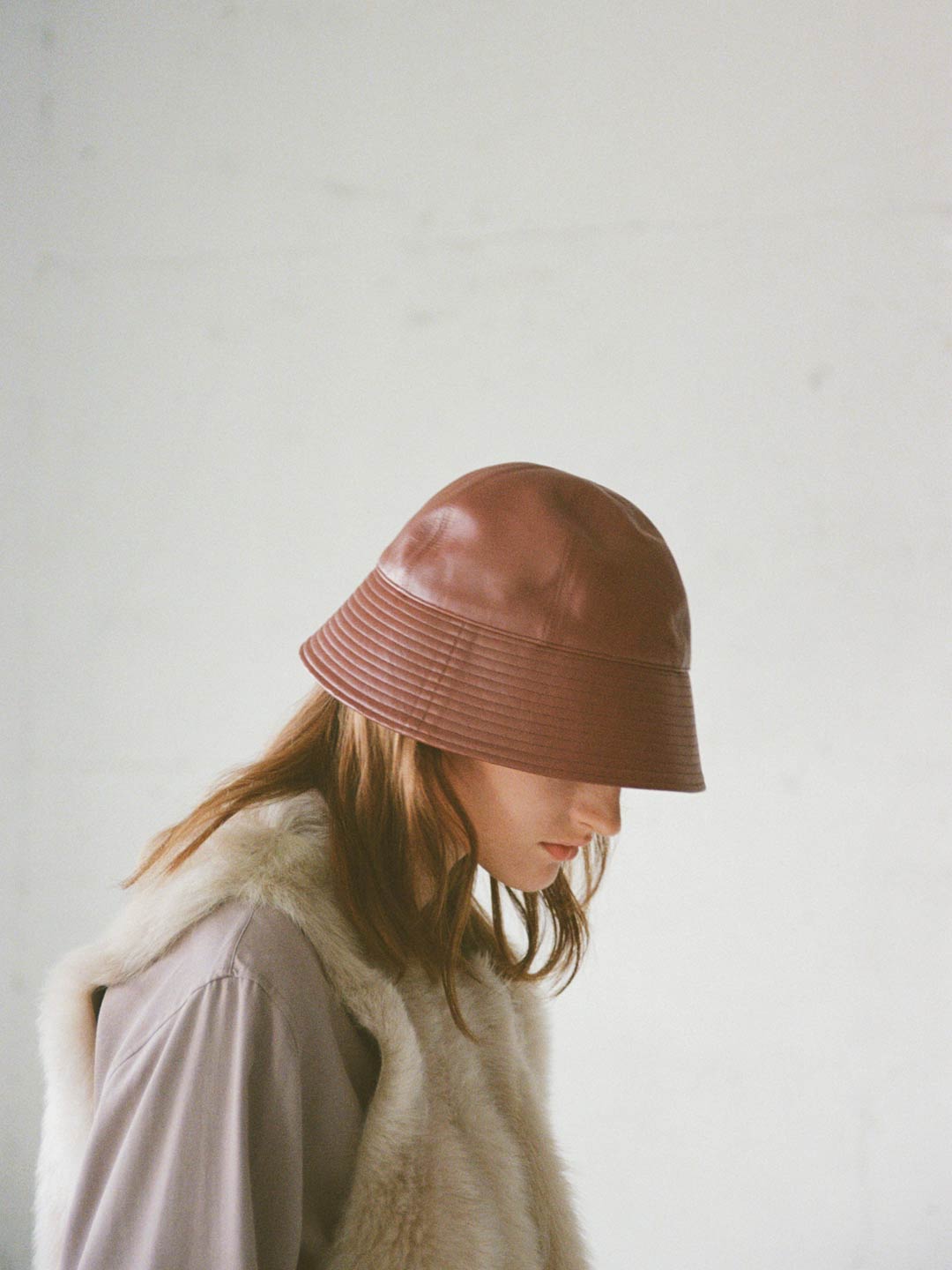 Lamb Leather Sailor Hat - Brown