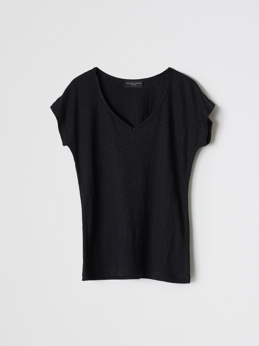 DUNES Short Sleeve V Neck T-shirt - Black