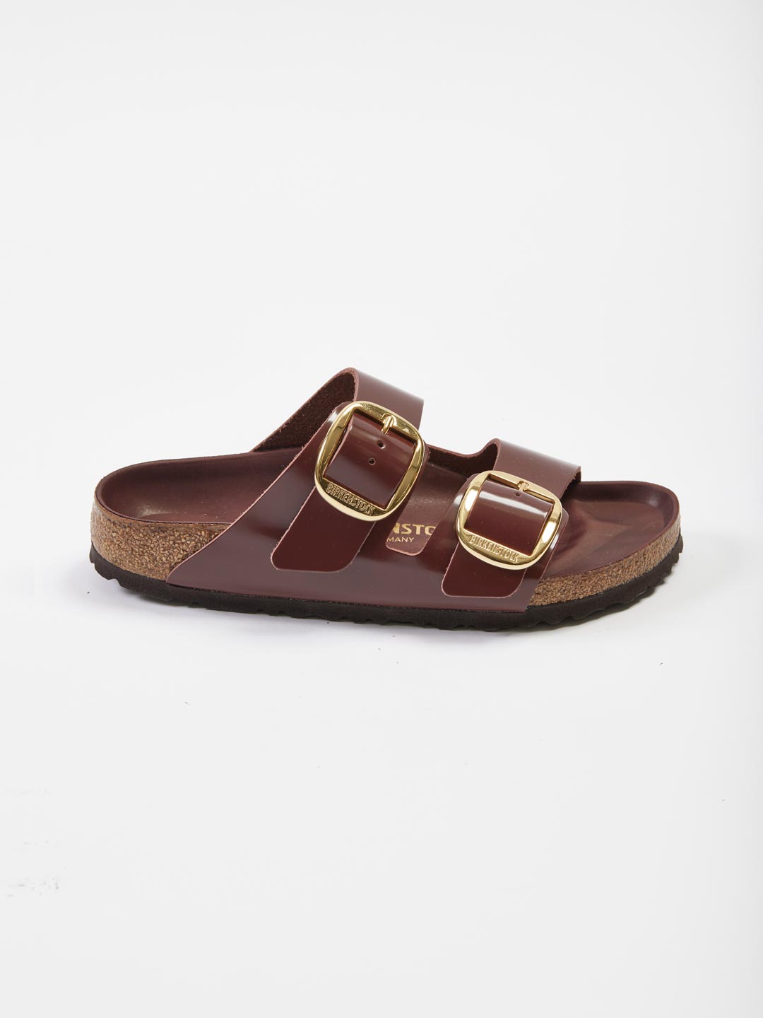 Arizona Big Buckle High Shine Sandals - Dark Brown