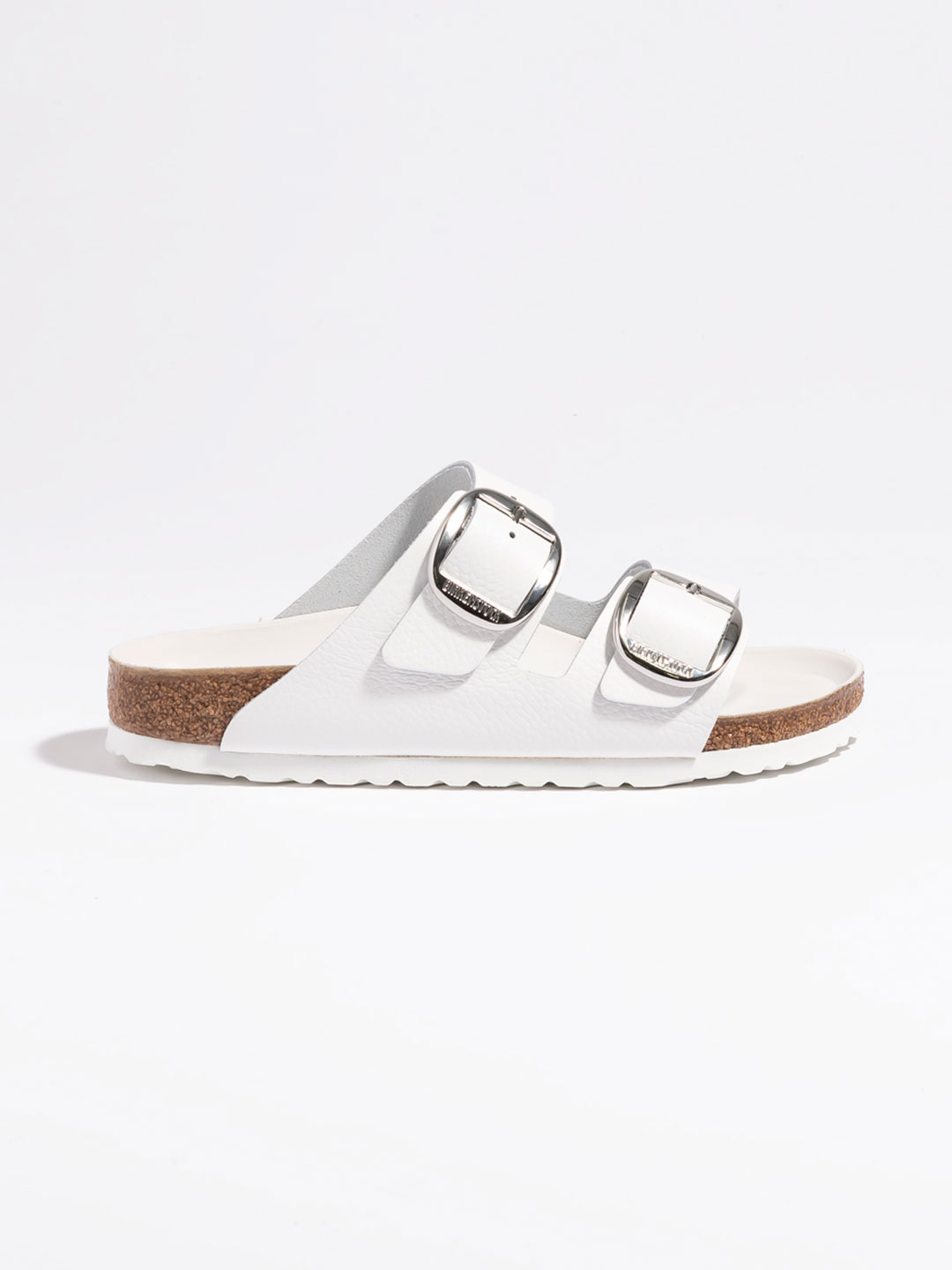 Arizona Big Buckle High Shine Sandals - White