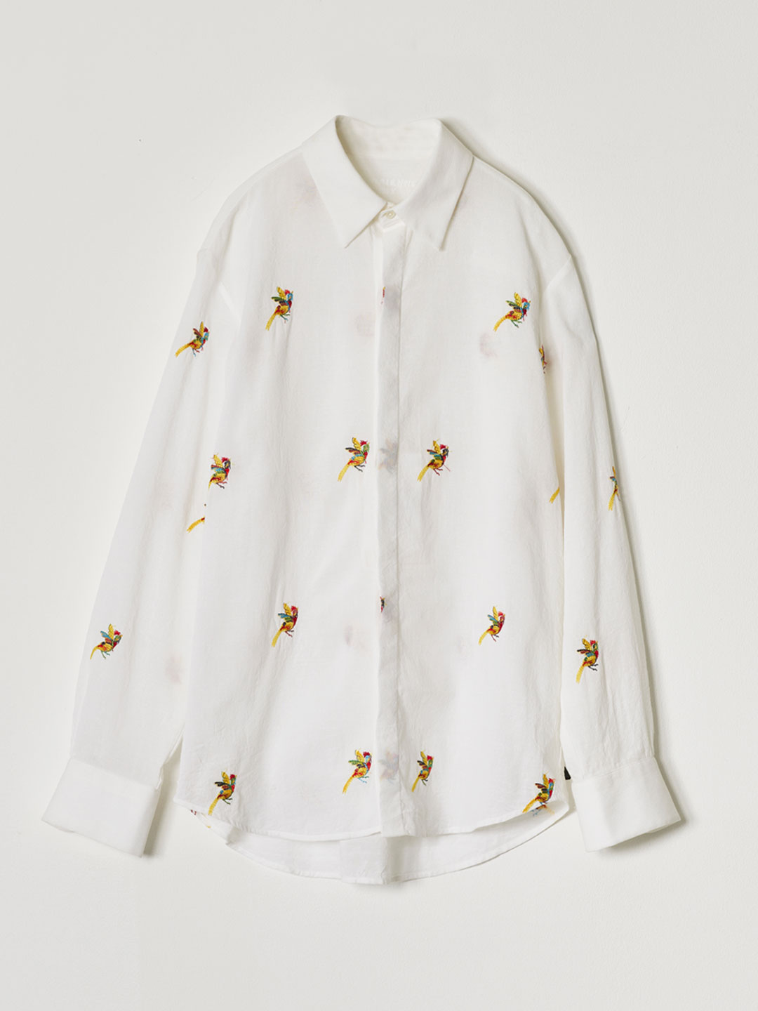AUTHENTIQUE Embroidery Linen Blended Shirt - White