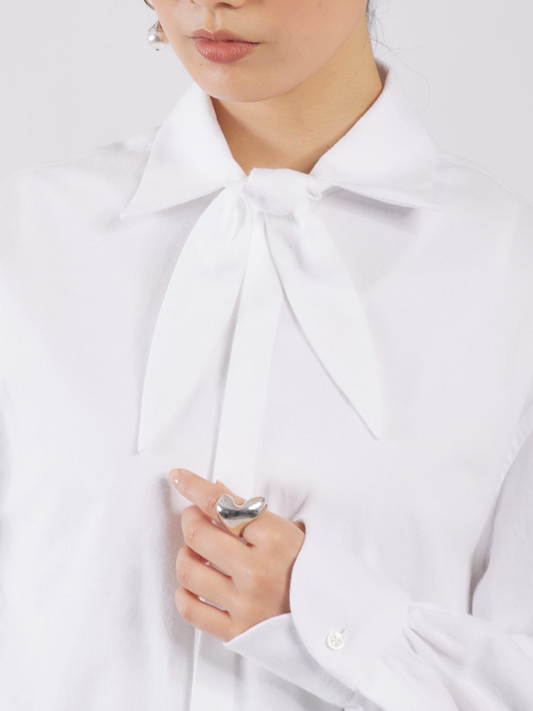 Palette Flannel Front Tie Shirt - White