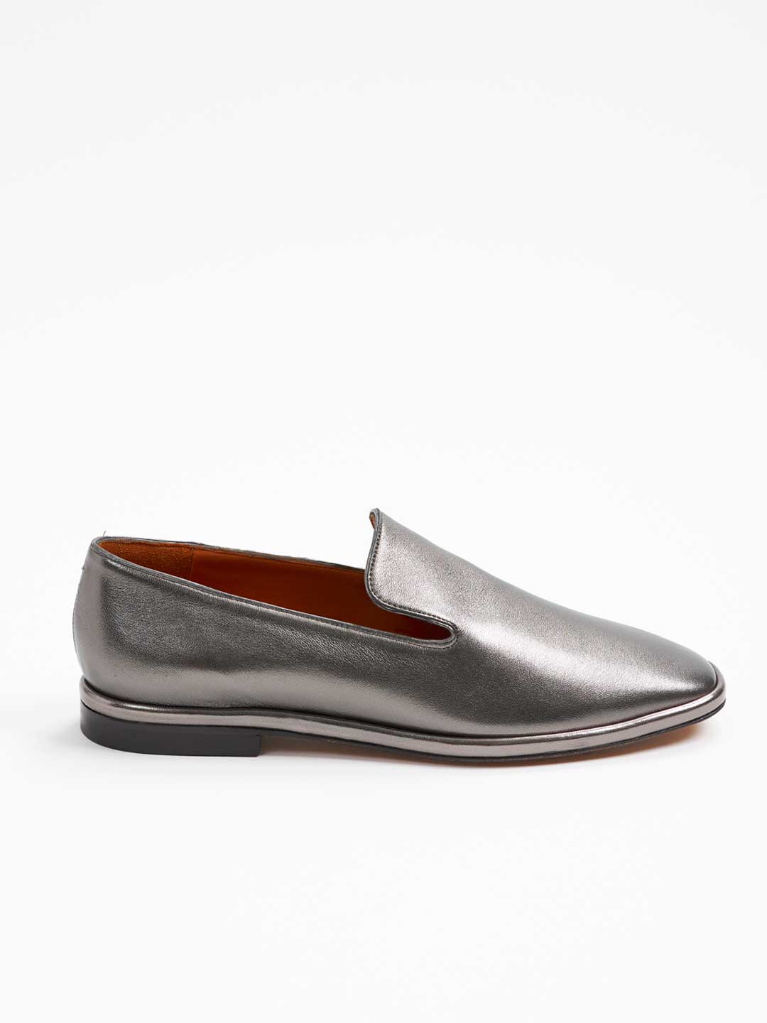 OLYMPIA Metallic Leather Slip-on Shoes - Grey