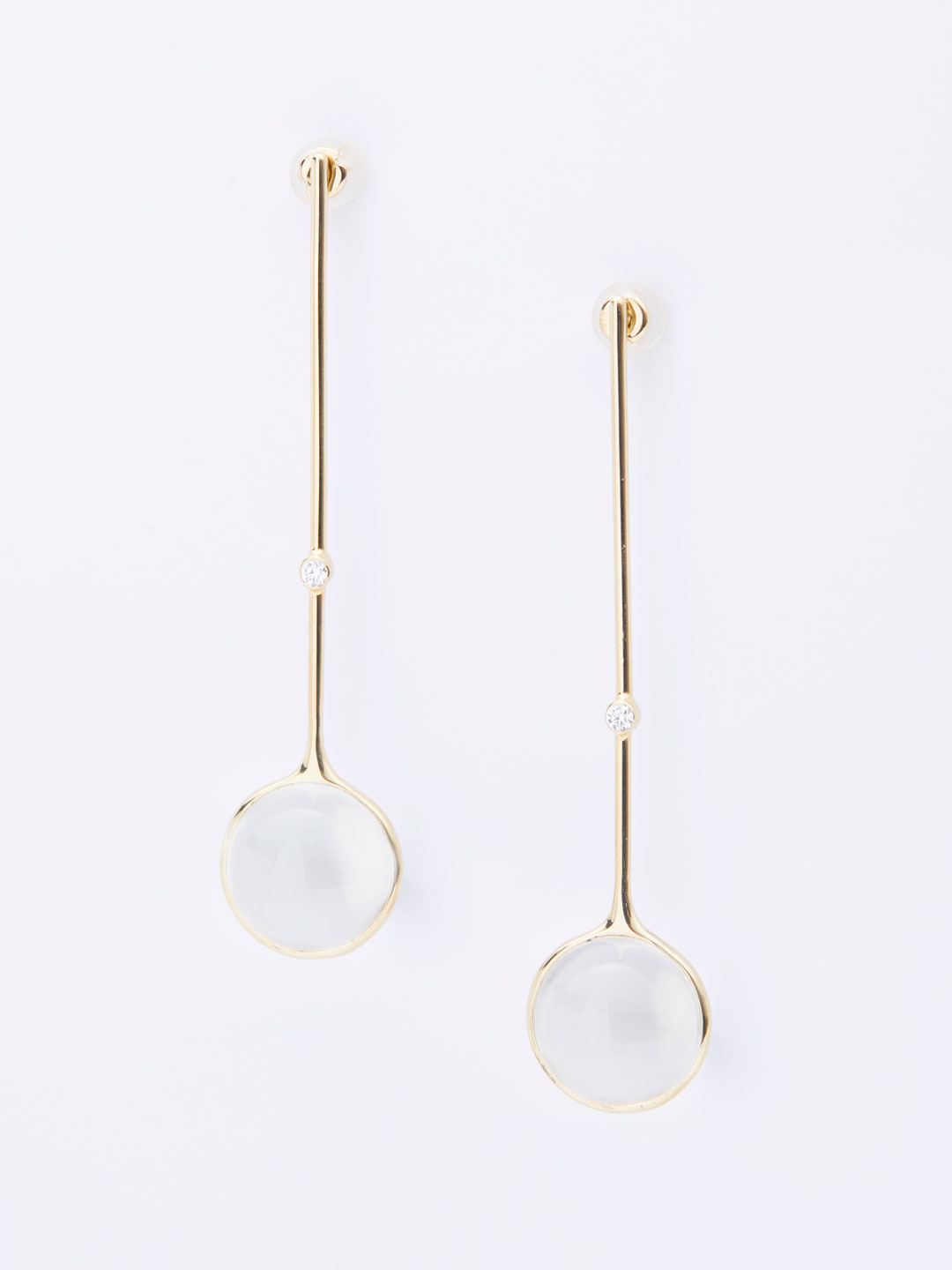 Diamond 46 Degrees Drops Pierced Earrings - Yellow Gold