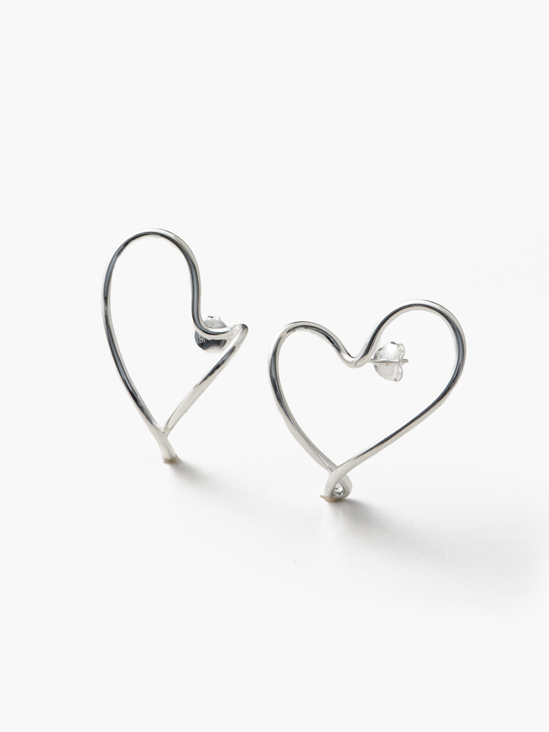 Dancing Hearts Pierced Earring - Silver