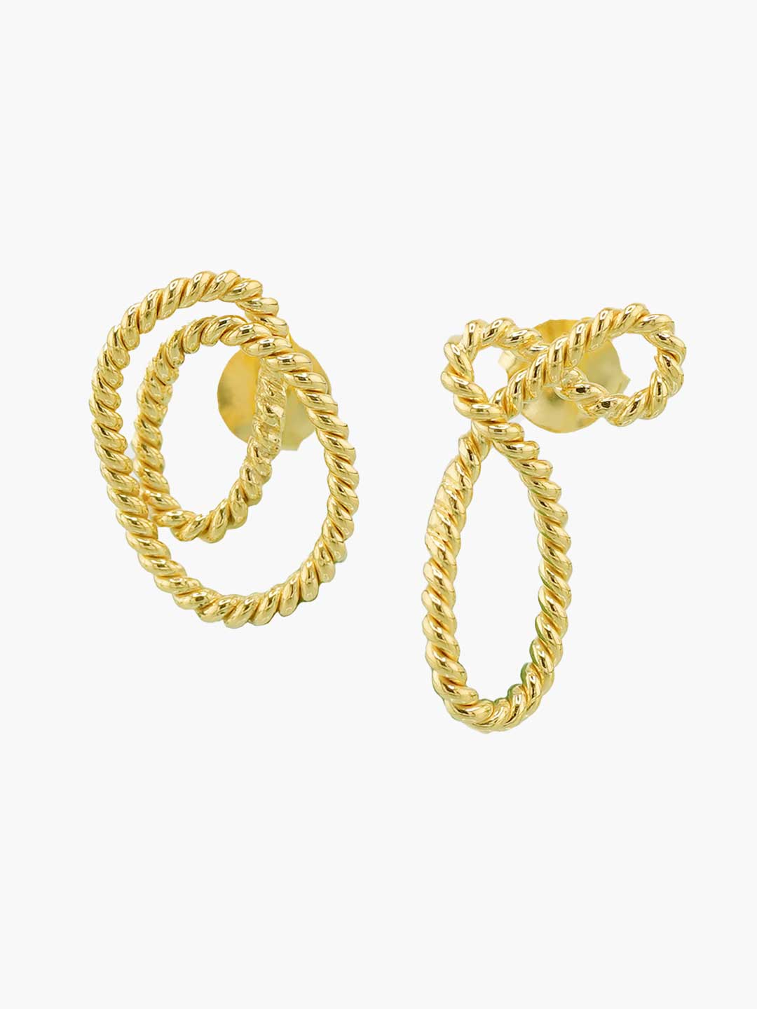 Swirl And Swell Pierced Earrings - Gold
