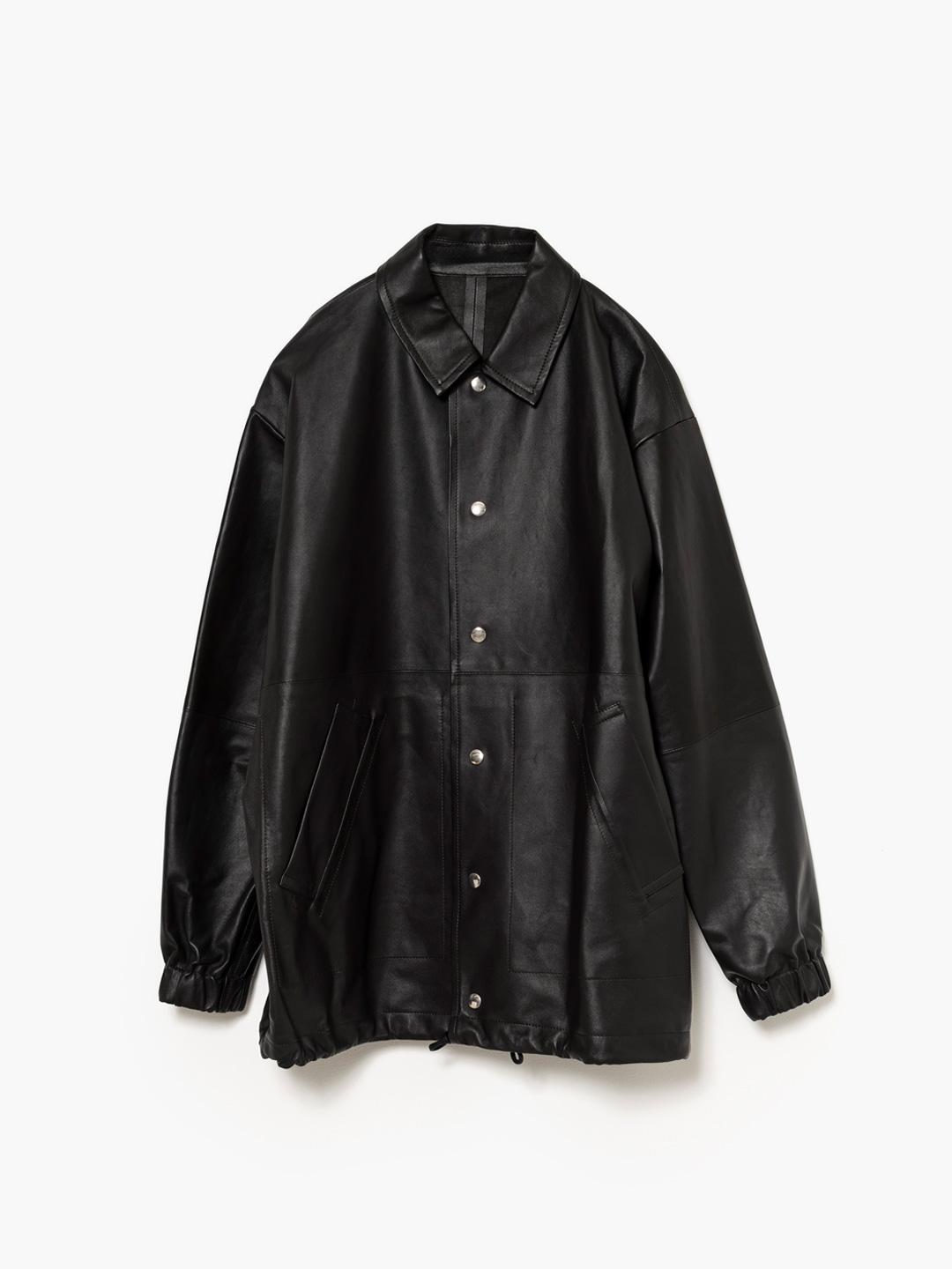Lamb Leather Coach Jacket - Dark Grey