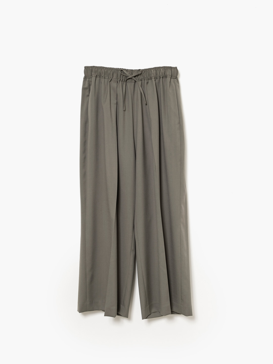 Wool Twill Extra Wide Trousers - Sage