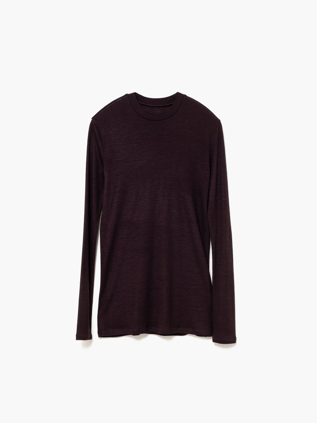 Fine Wool Circular Rib Crew Neck - Purple