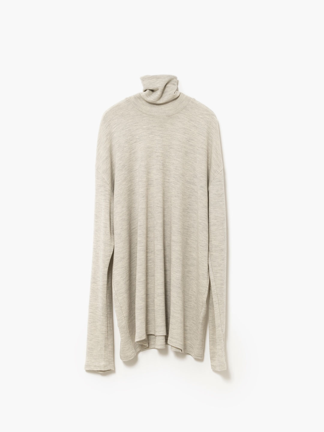 別注 Fine Wool Circular Rib High Neck - Light Grey