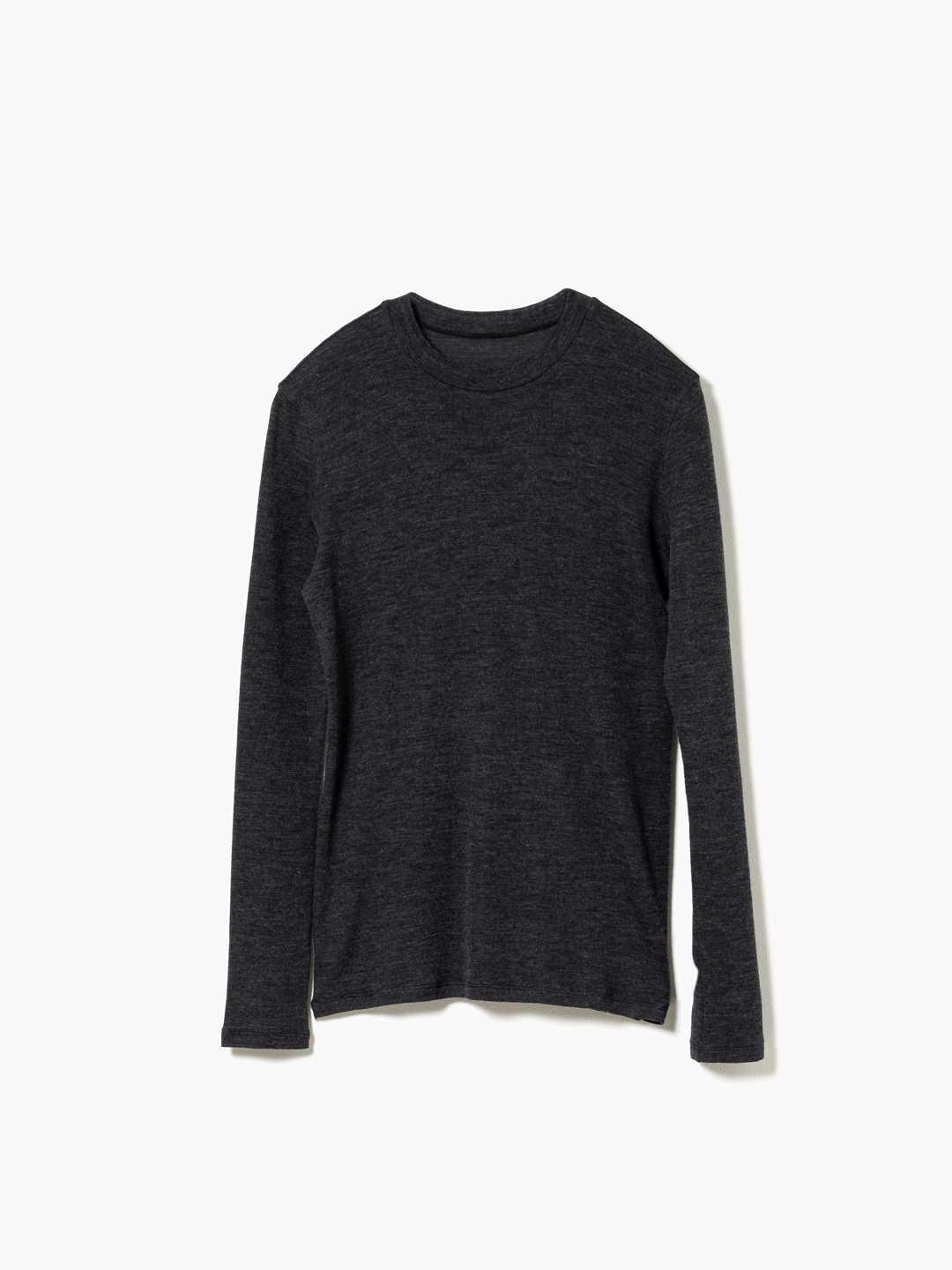 別注 Fine Wool Circular Rib Crew Neck - Charcoal Grey