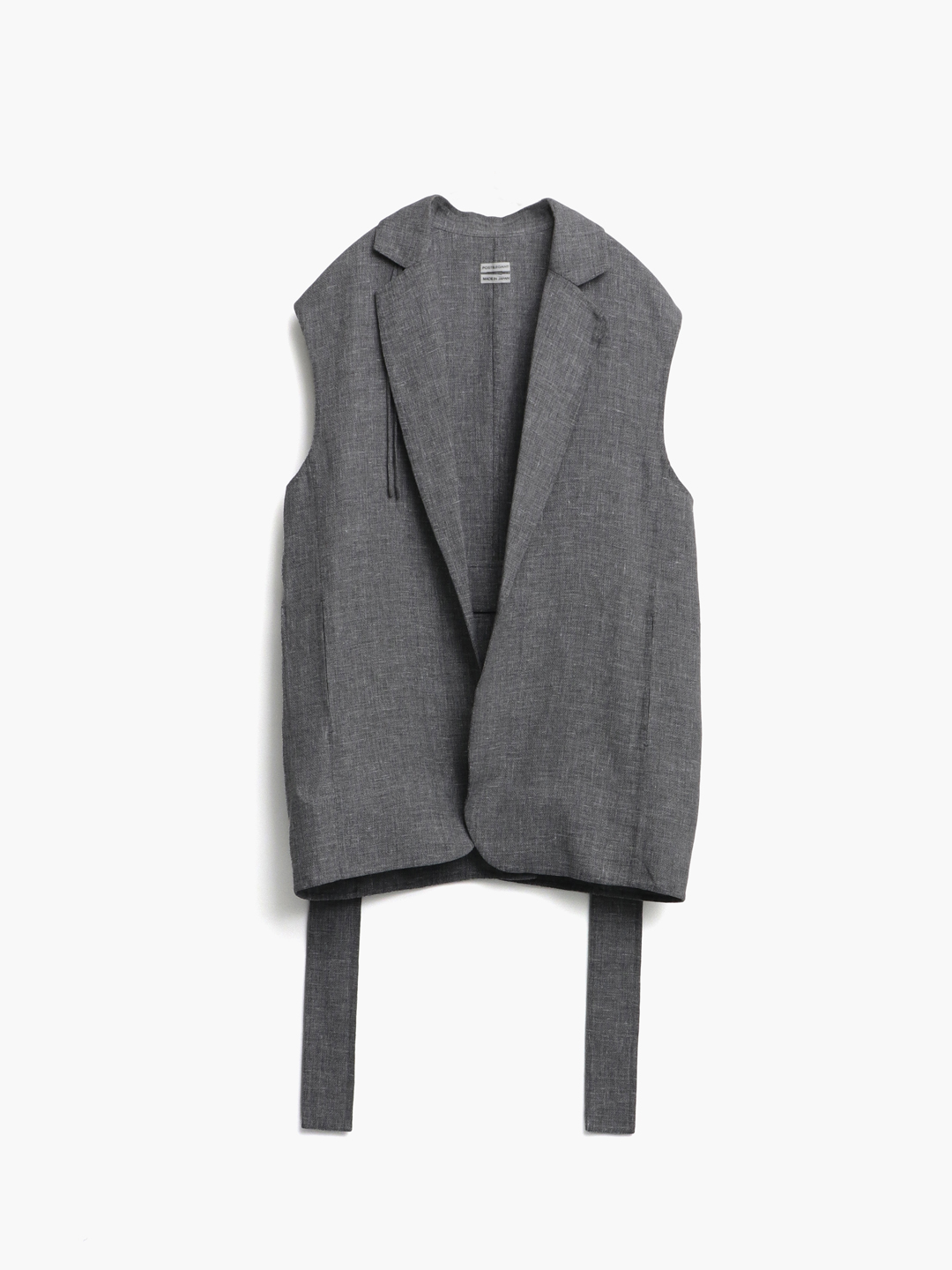 Linen Wool Rever Vest - Black