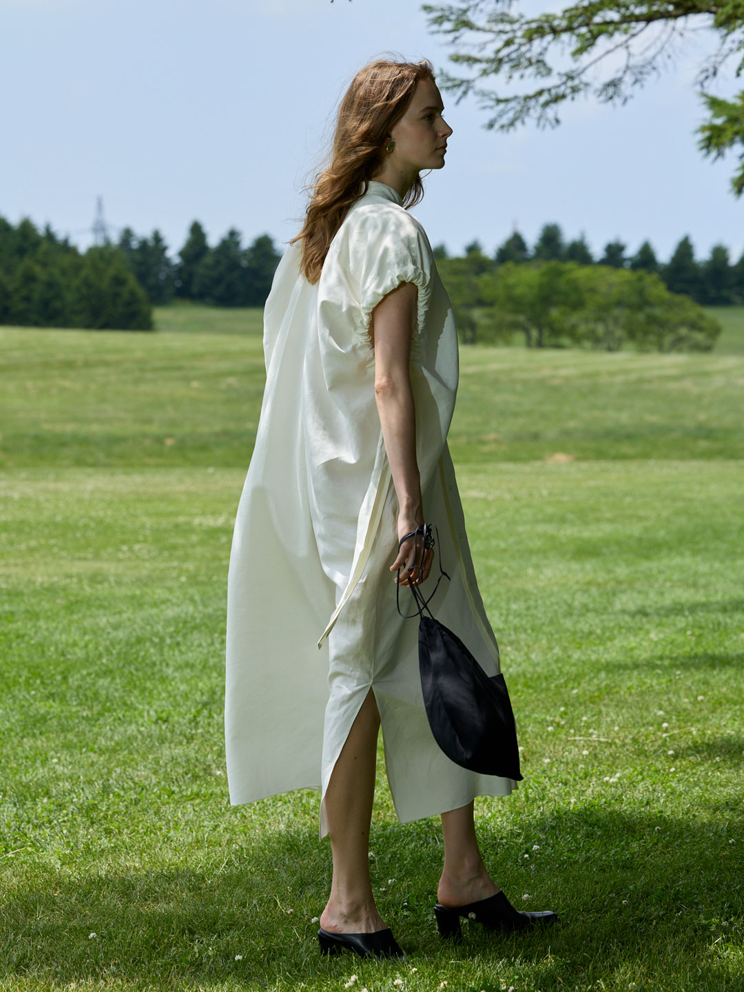 Washi Paper Gathered Dress - White