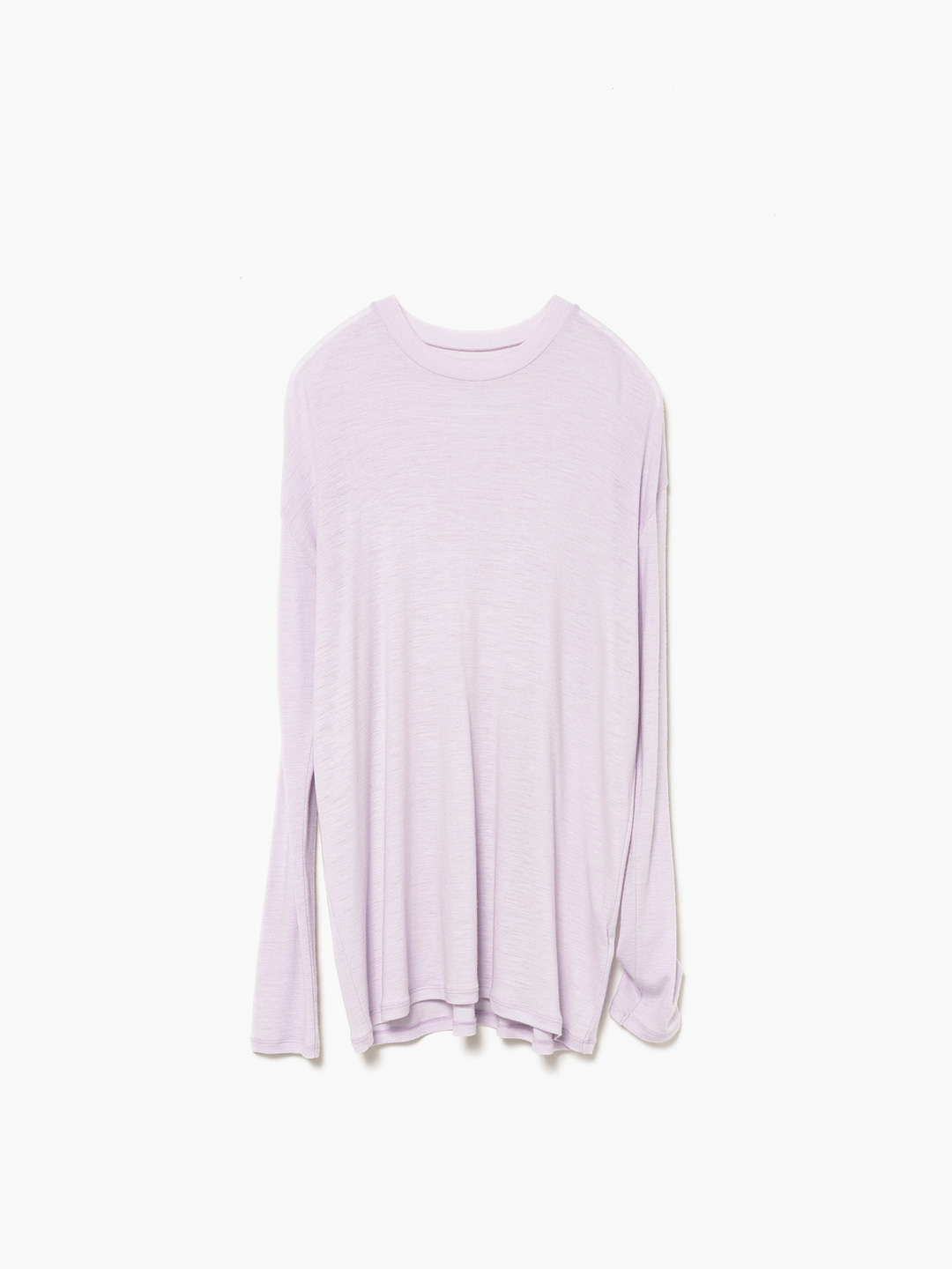 Fine Wool Circular Rib Crew Neck - Light Purple