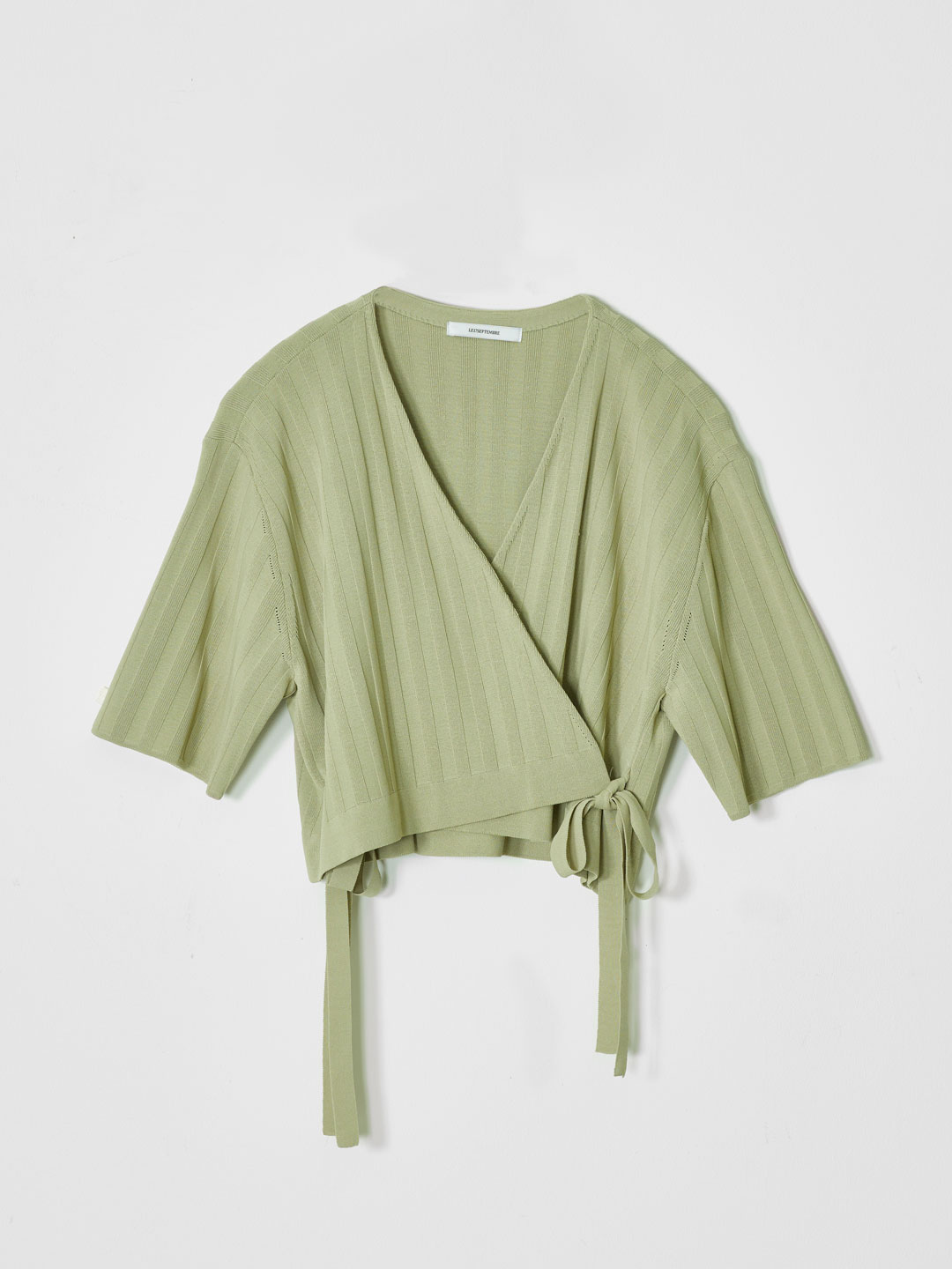 Short Sleeve Wrap Knit Cardigan - Mint