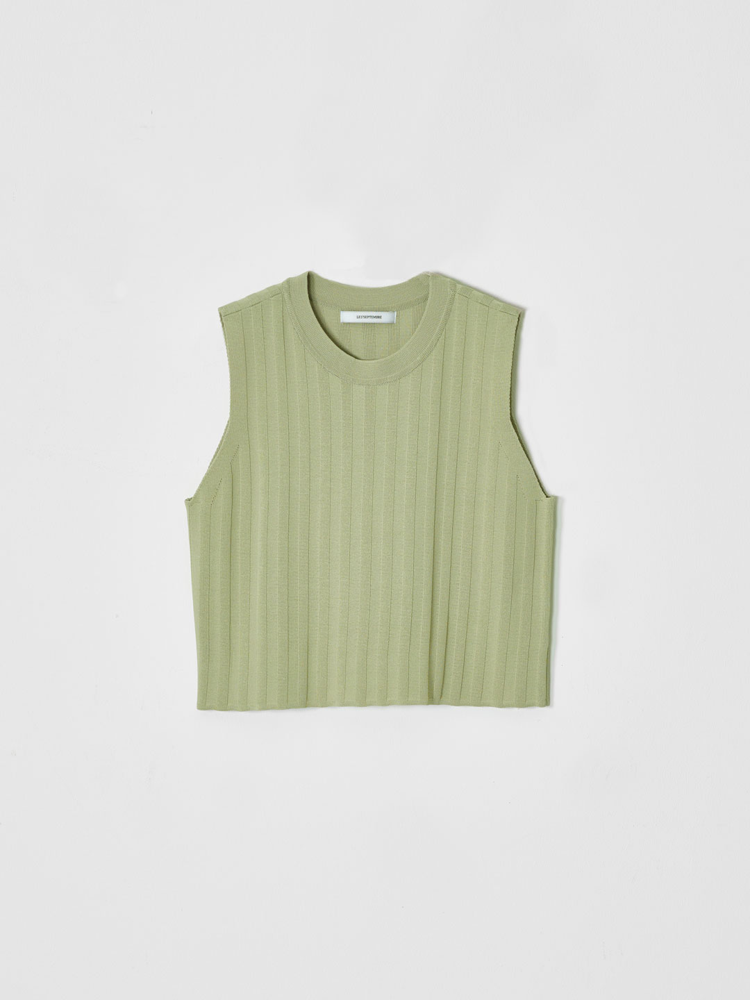 Ribbed Sleeveless  Knit Top - Mint