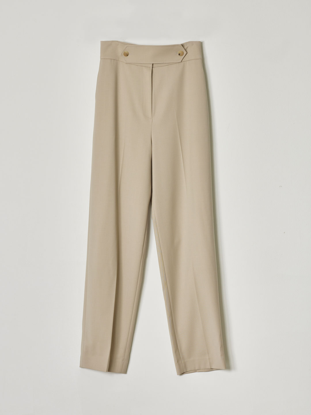 Front-Tap Straight Pants - Beige