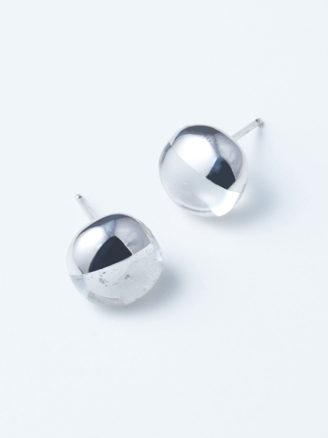 Rock Pierced Earring No.3 Pair / Quartz Himalaya - White Gold