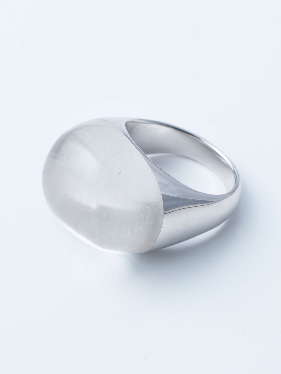 Rock Ring L No.5 / Quartz Himalaya - Silver