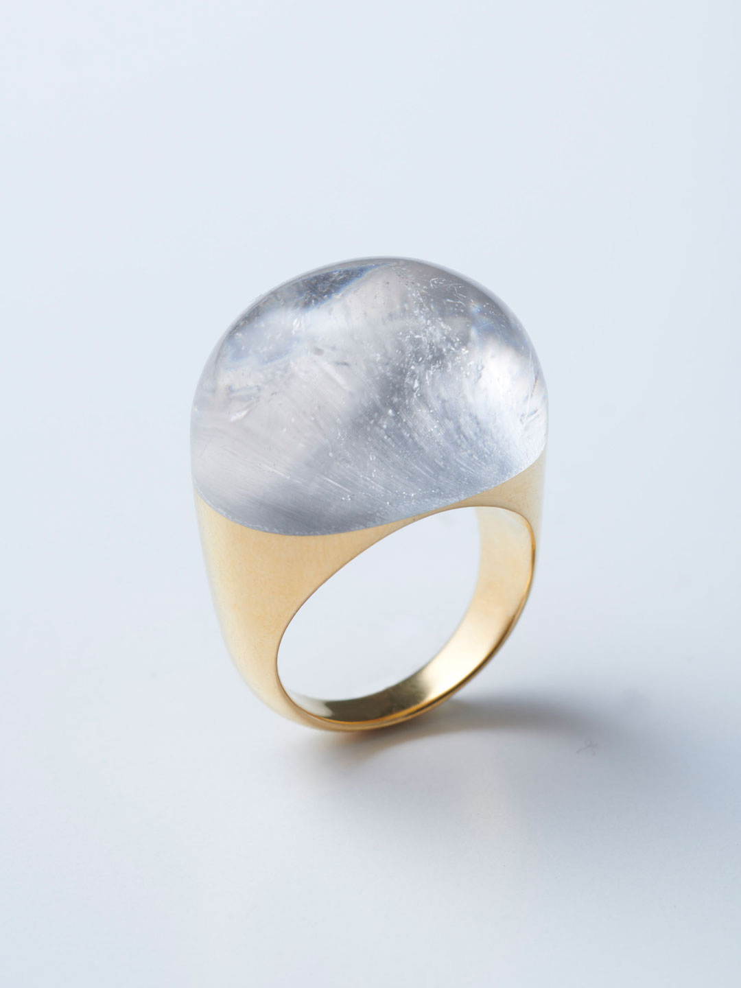 Rock Ring L No.6 / Quartz Himalaya - Yellow Gold