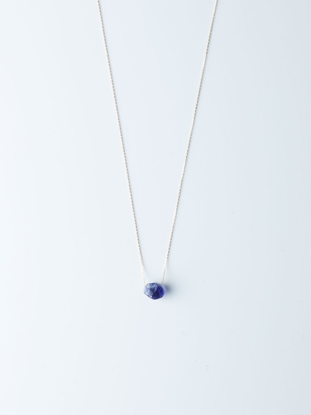 Rough Stone Rock Necklace 40 cm No.3 / Iolite - Yellow Gold