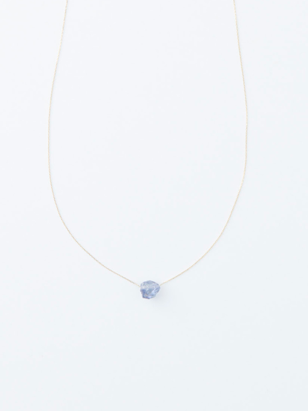 Rough Stone Rock Necklace 80 cm No.2 / Tanzanite - Yellow Gold