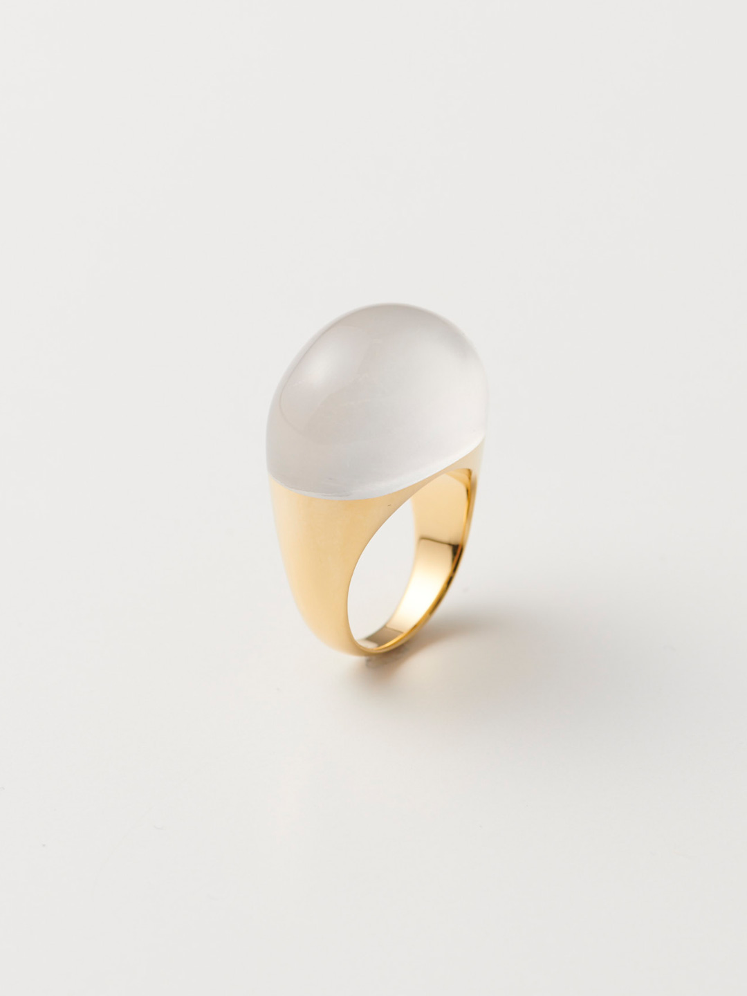 Rock Ring L No.1-6 / Milky Quartz - Yellow gold