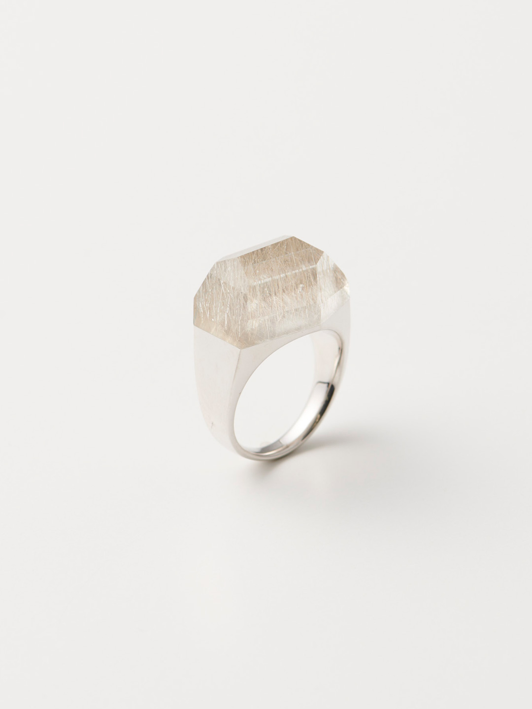 Rock Ring L No.1-2 / Rutile Quartz - Silver