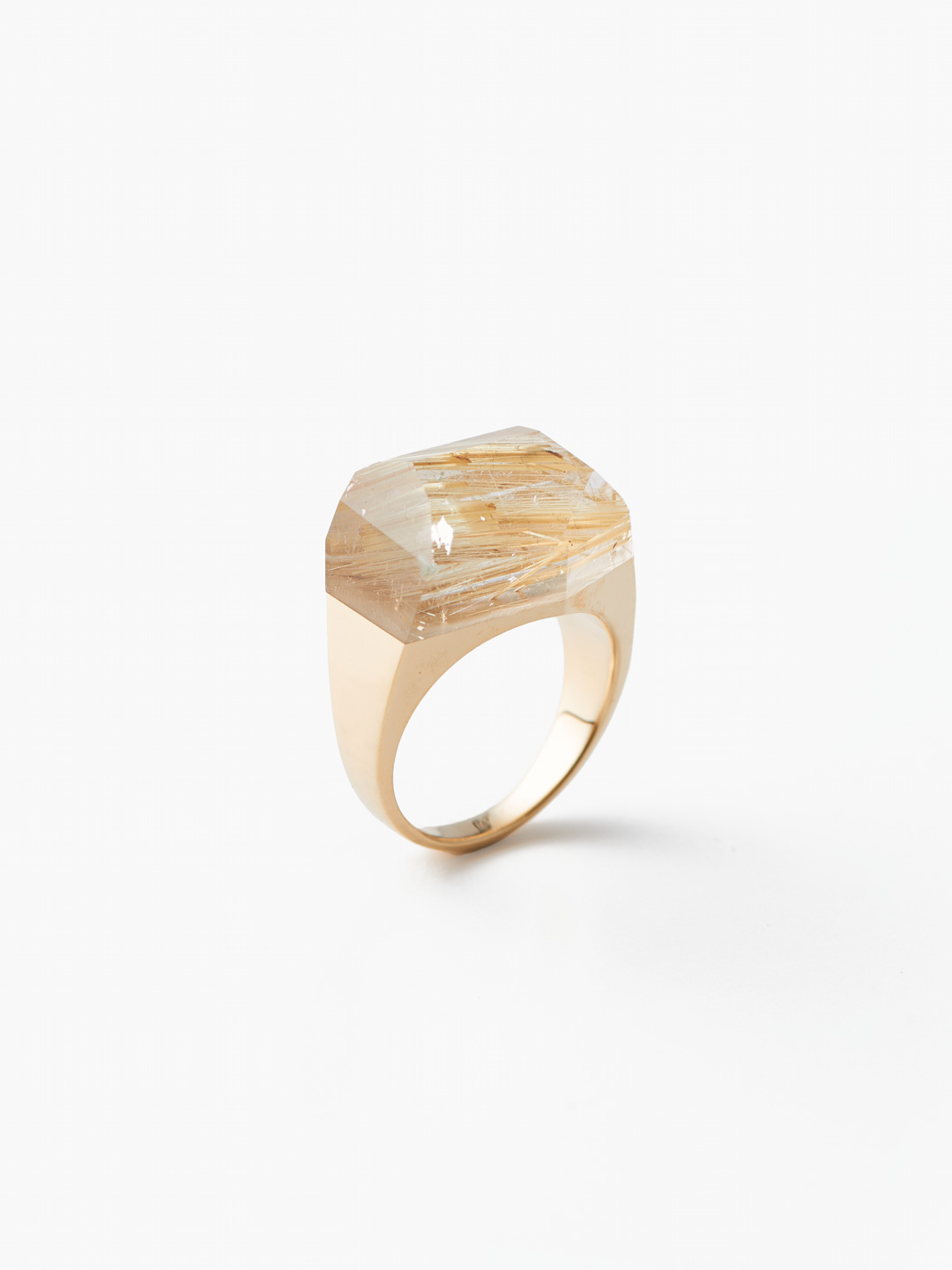 Rock Ring Rutile Quartz - Yellow Gold