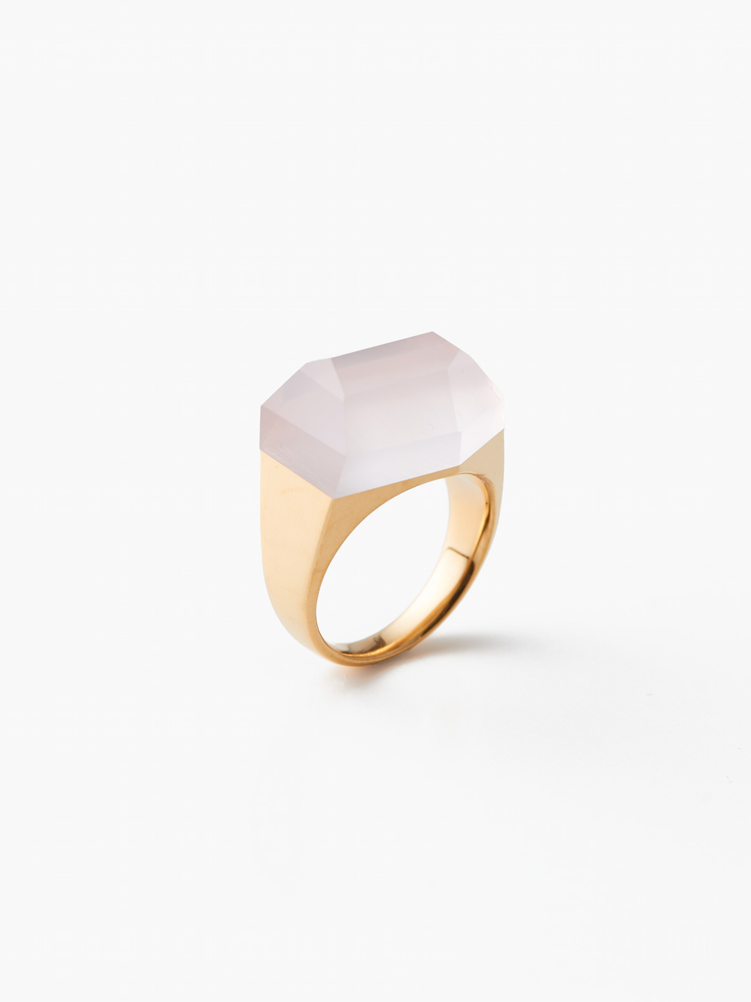 Rock Ring Rose Quartz - Yellow Gold