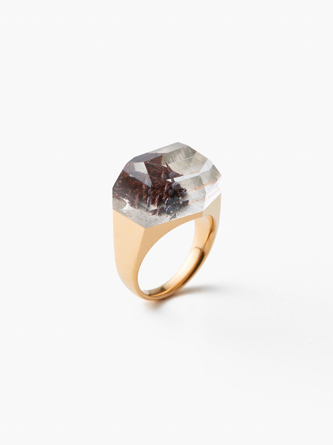 Rock Ring Garden Quartz  - Yellow Gold