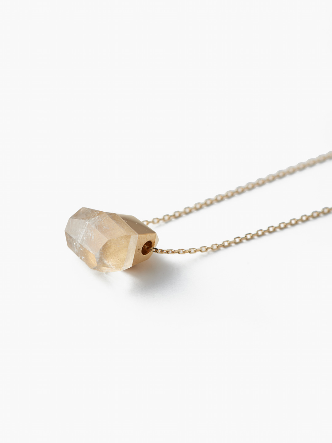 Rock Necklace M Rutile Quartz - Yellow Gold