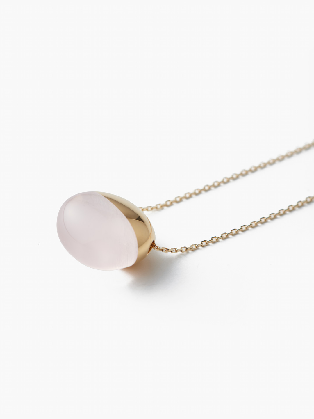 Rock Necklece L Rose Quartz - Yellow Gold