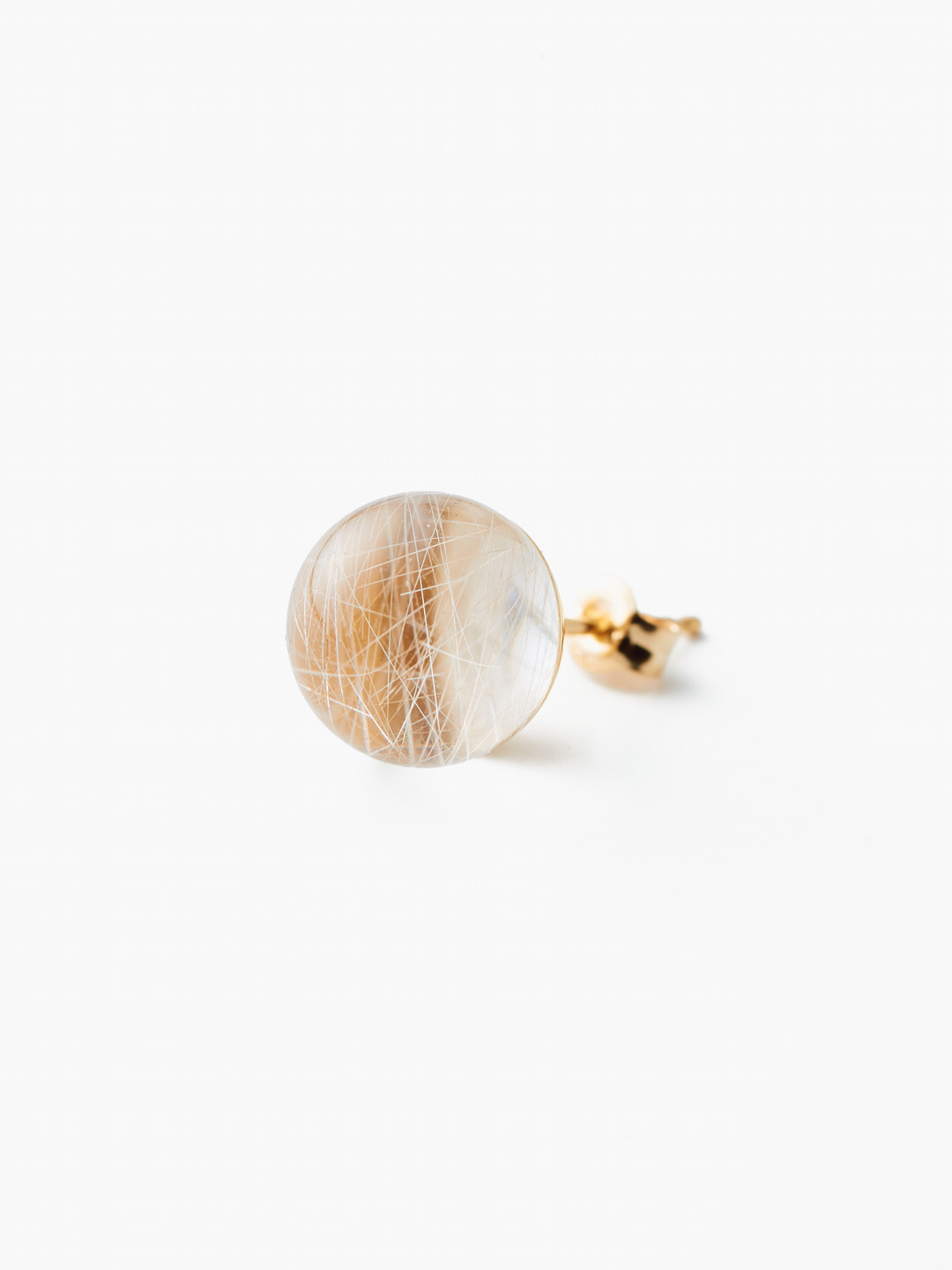 Gyoku Pieced Earring Rutile Quartz - Yellow Gold