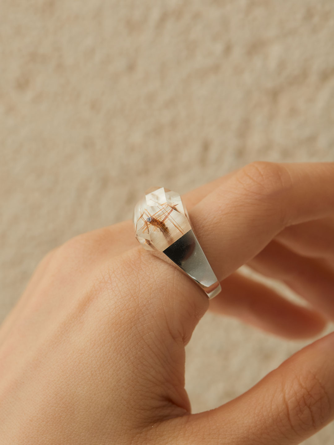 Rockring_Red Rutile Quartz_C813  - Silver