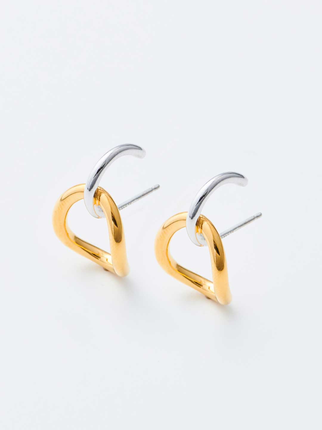 Inner Naho PAIR Pierced Earrings - Silver/Yellow Gold