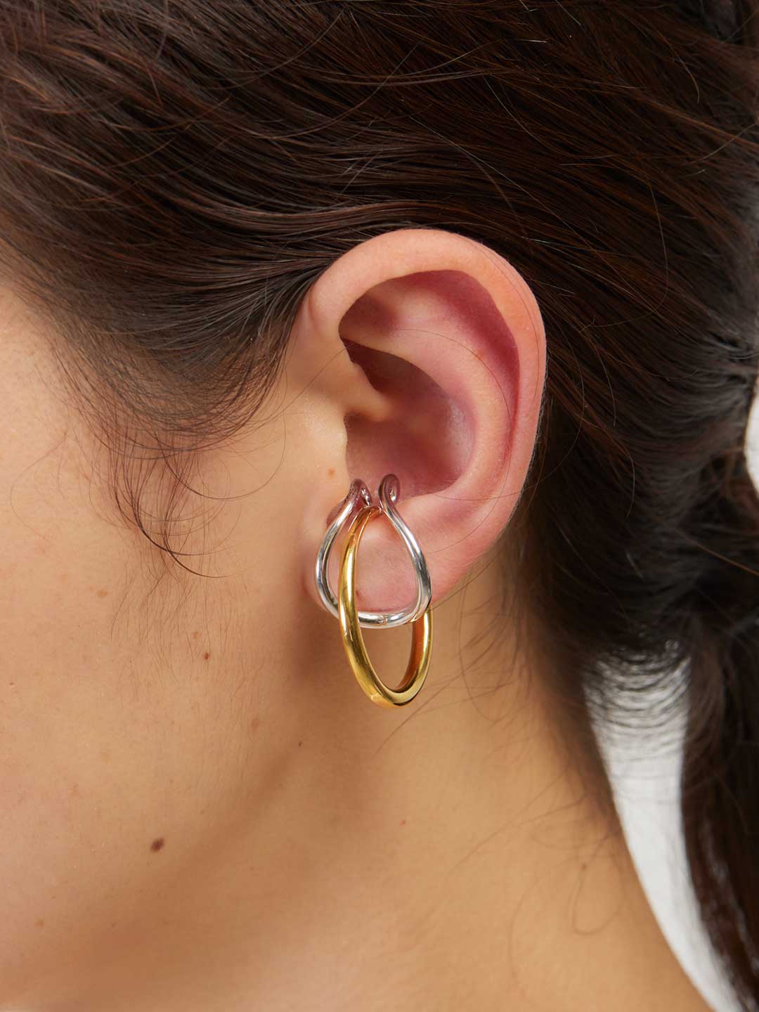 Needle Ear Cuff - Silver/Yellow Gold