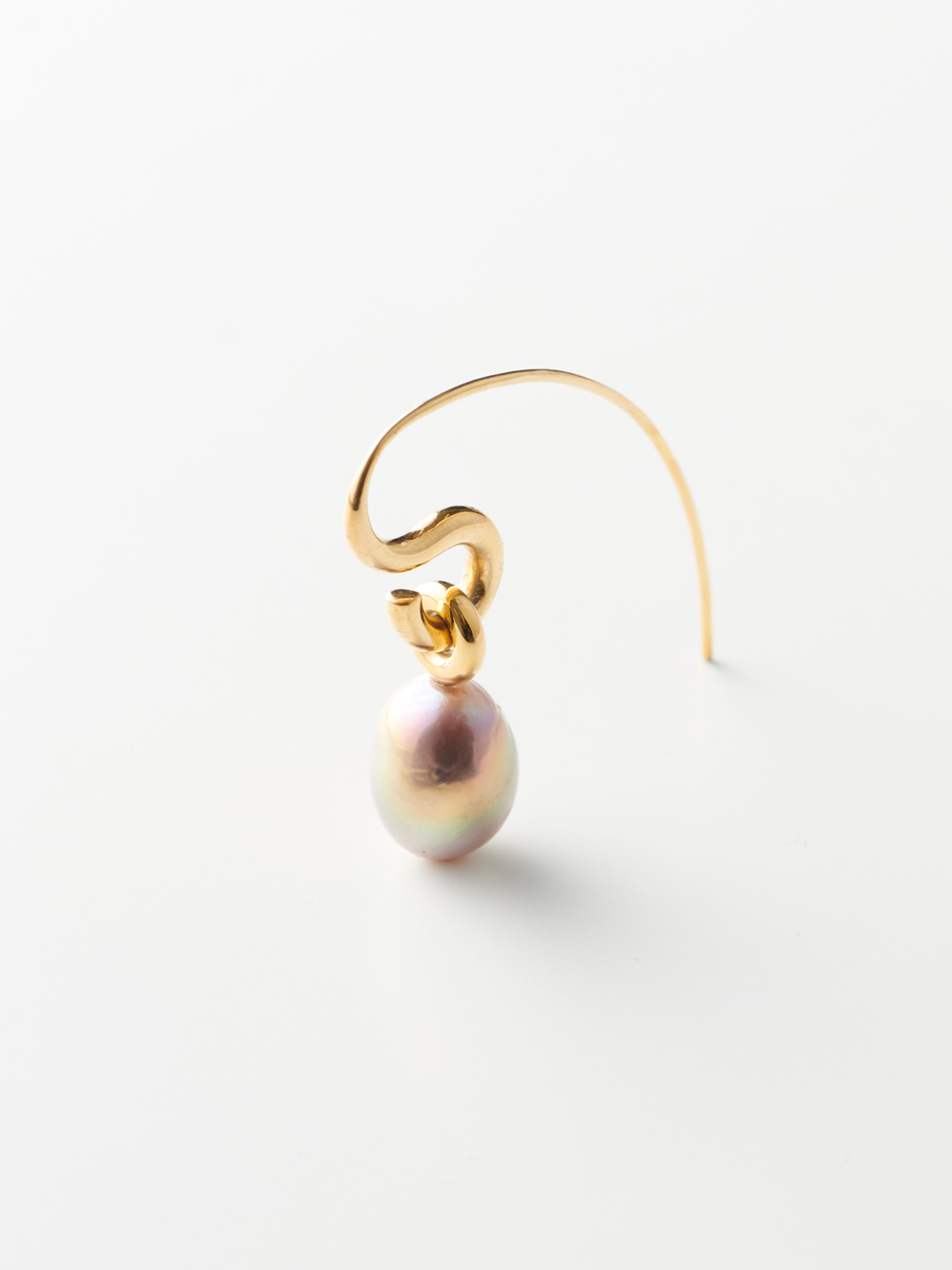 Pearl Hook Pierced Earring - Yellow Gold