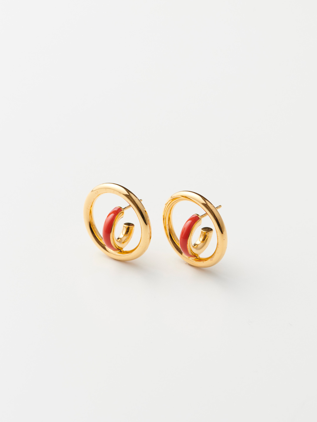 Small Saturn Blow Colours PAIR Pierced Earrings - Orange
