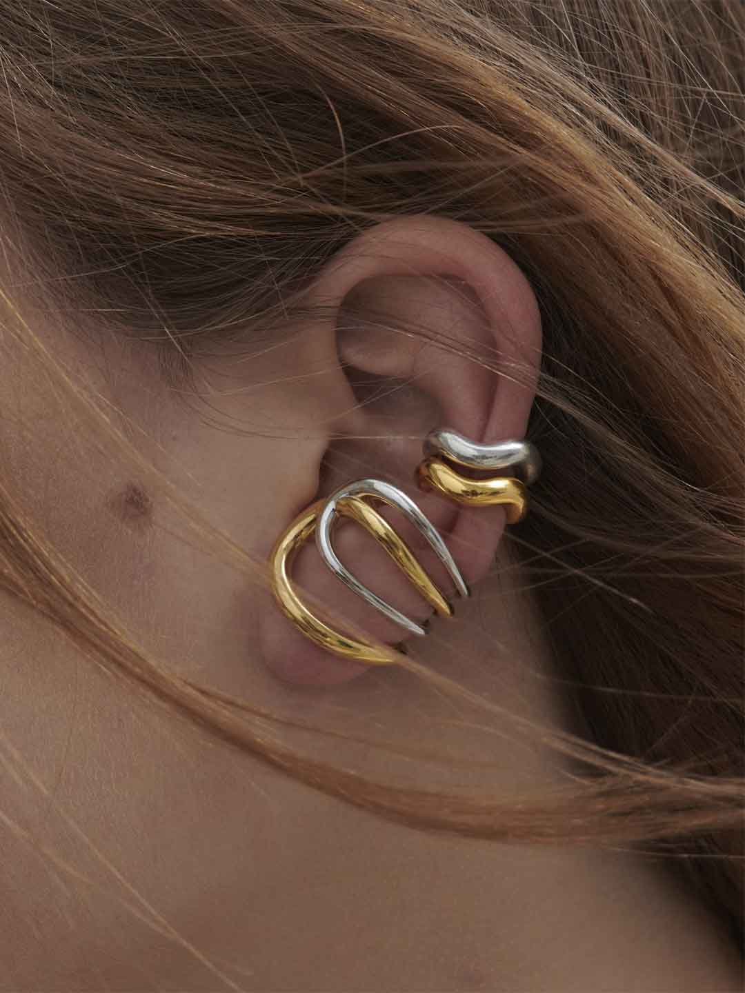 Wave Ear Cuff - Silver