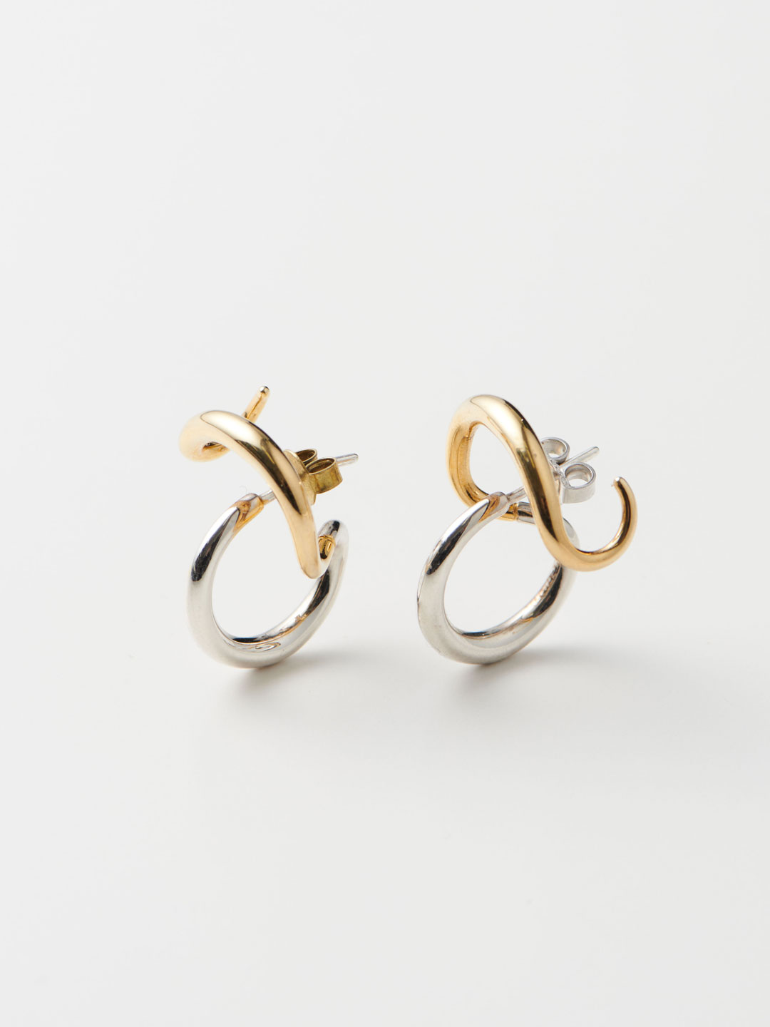 Hana Pierced Earrings - Silver/Yellow Gold