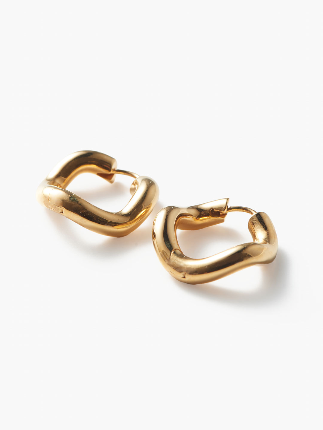 Wave Pierced PAIR Earrings - Yellow Gold