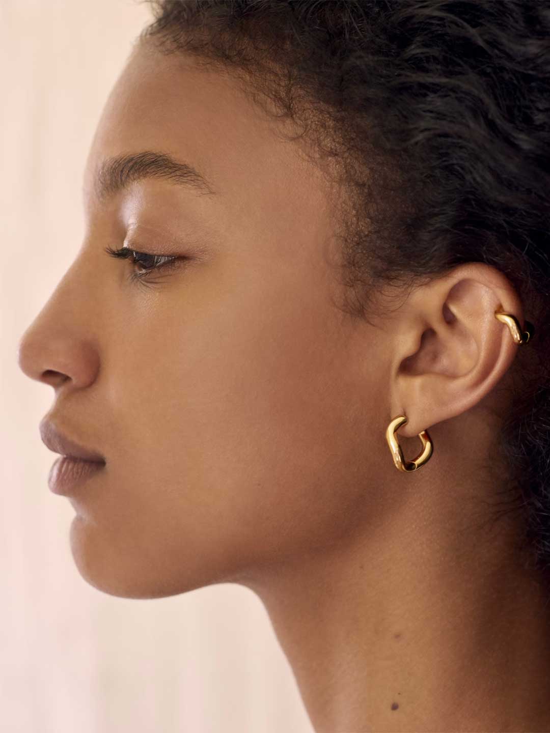 Wave Pierced PAIR Earrings - Yellow Gold