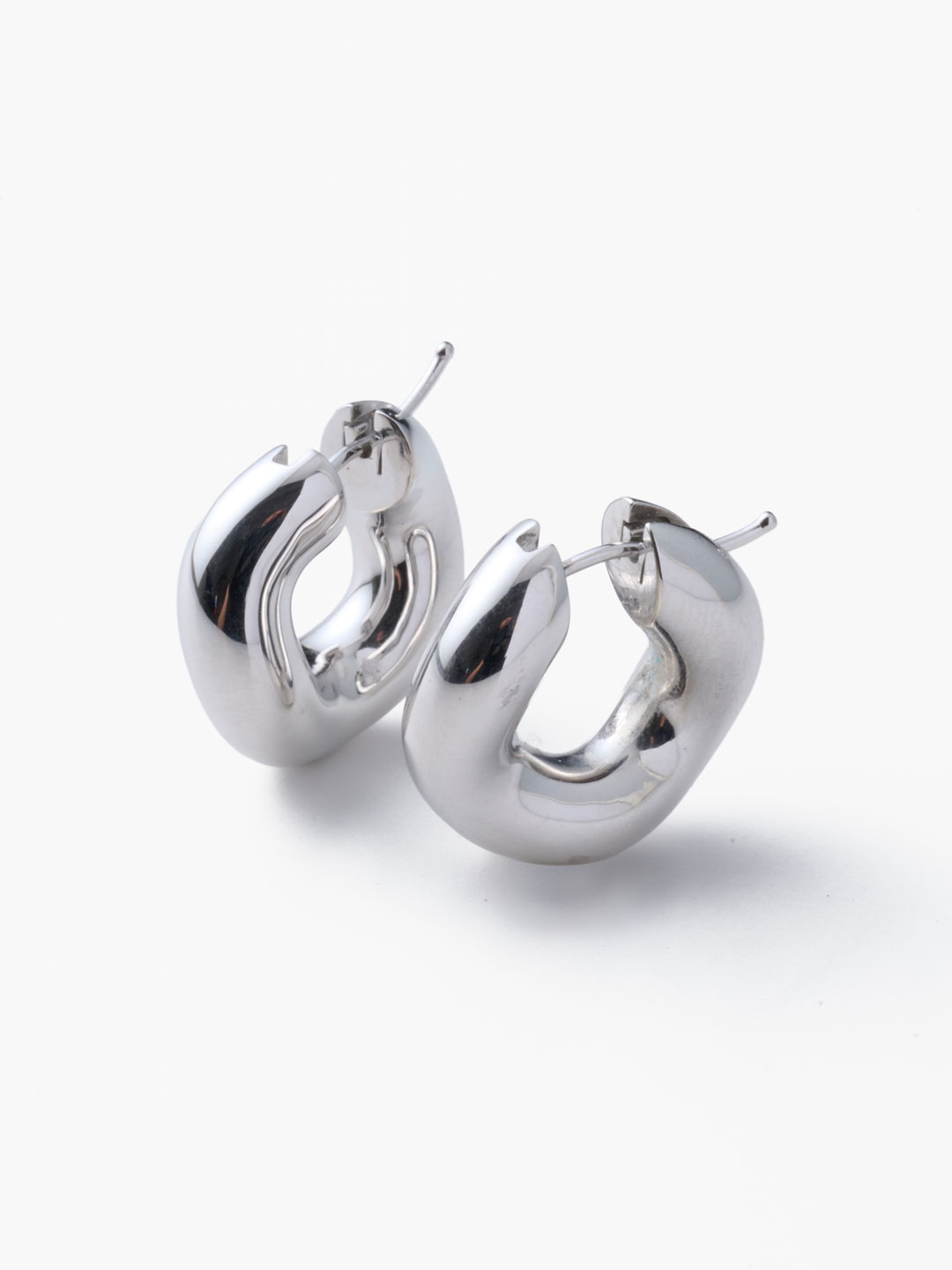 Wave Blow Hoops - Silver