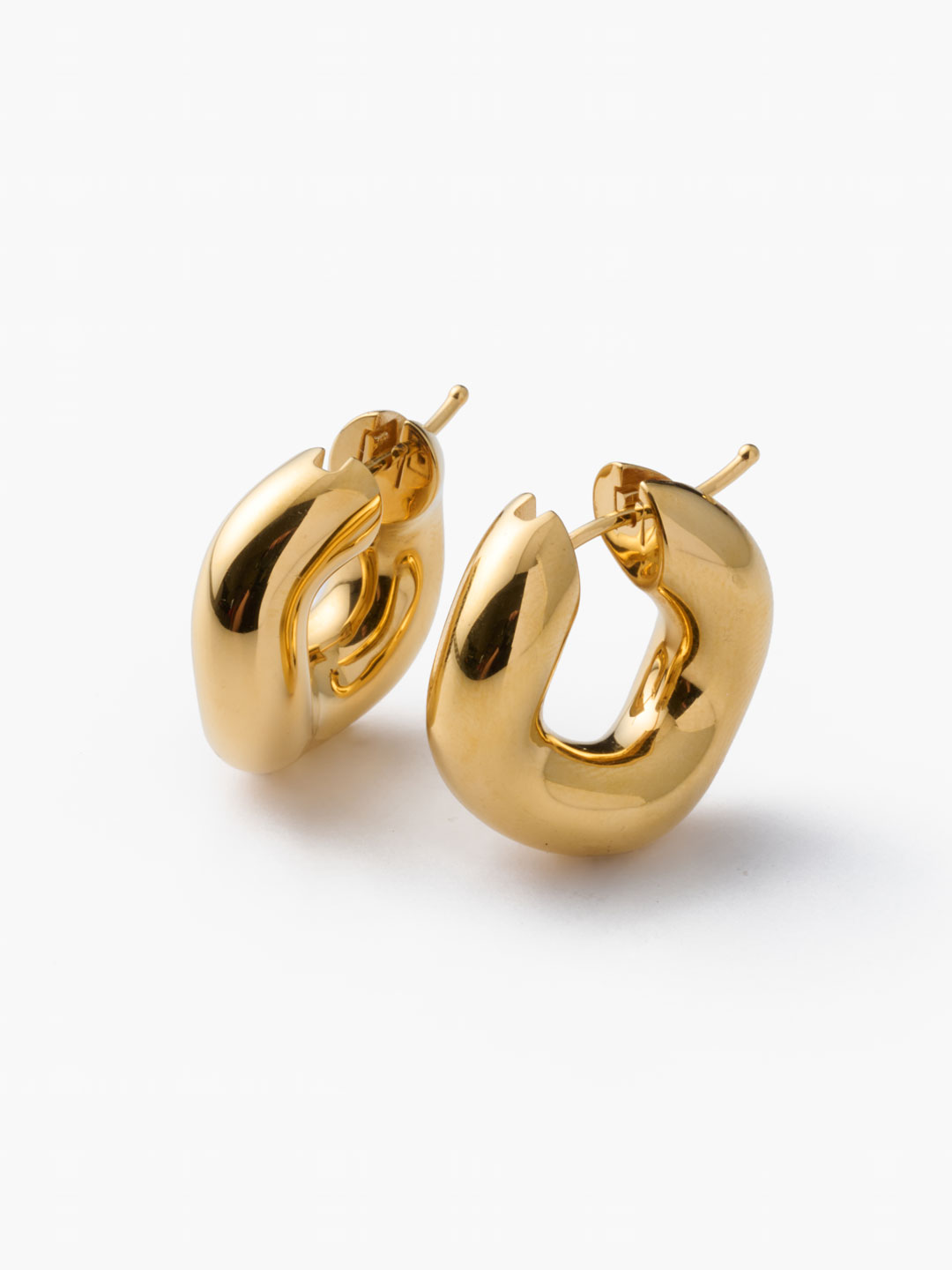 Wave Blow Hoops - Yellow Gold