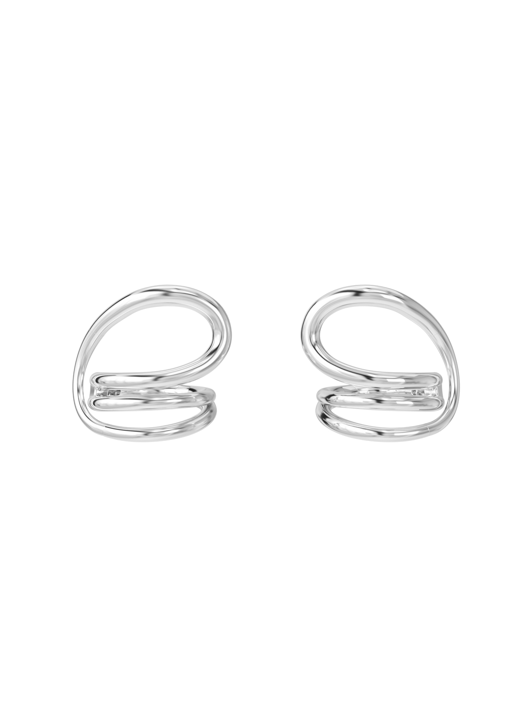Round Trip Pierced Earrings - Silver