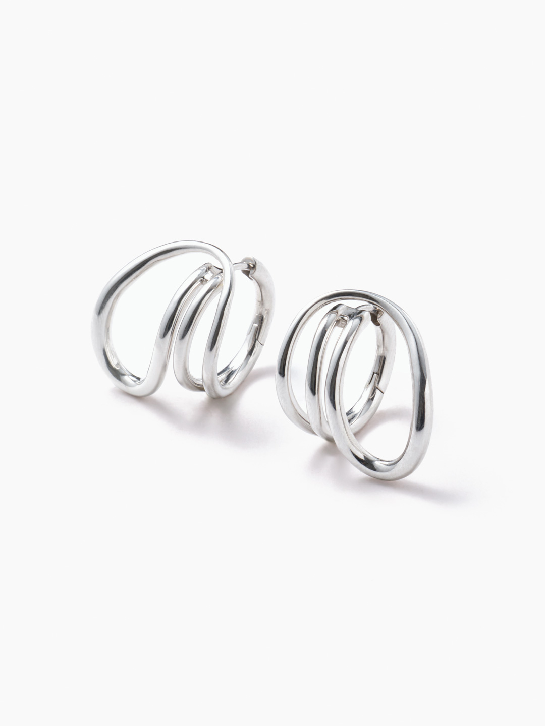 Round Trip Pierced Earrings - Silver
