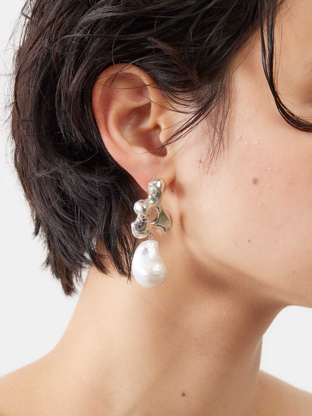 Baroque Bodmer Pierced Earrings - Silver