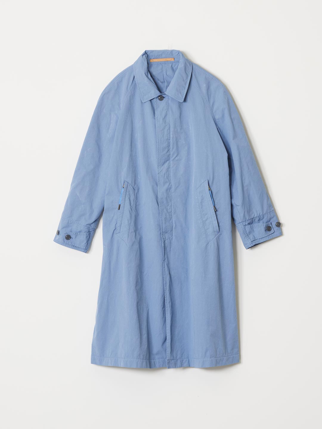 N/P Garment Dyed Balmacaan Coat - Light Blue