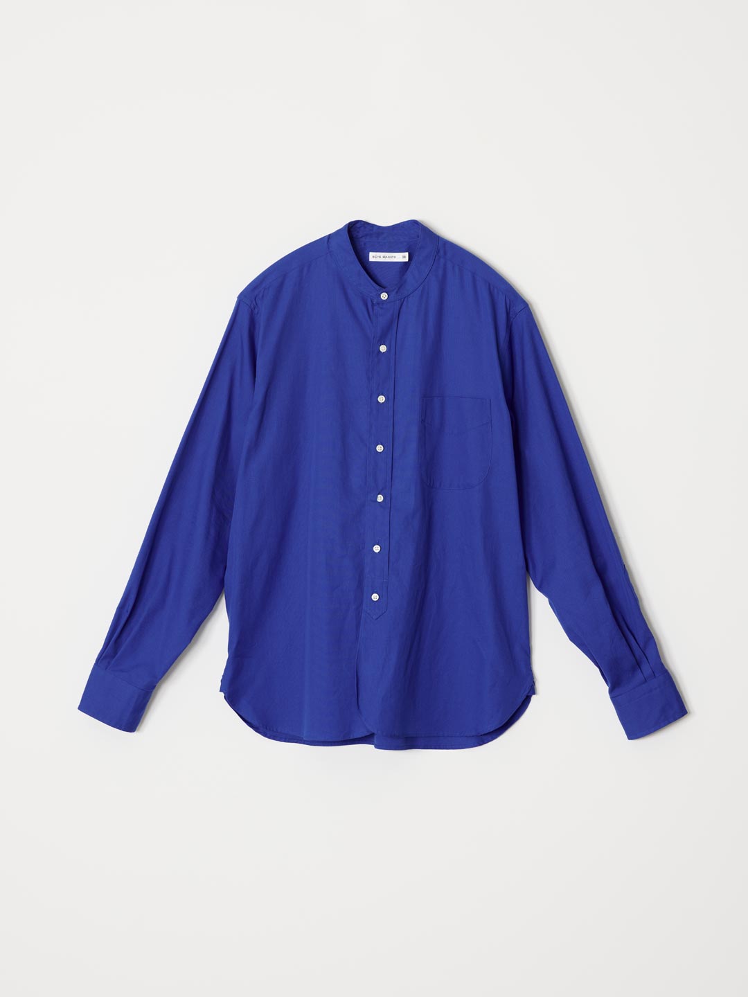 FINX Cotton Oxford Grandad Collar Shirt - Blue